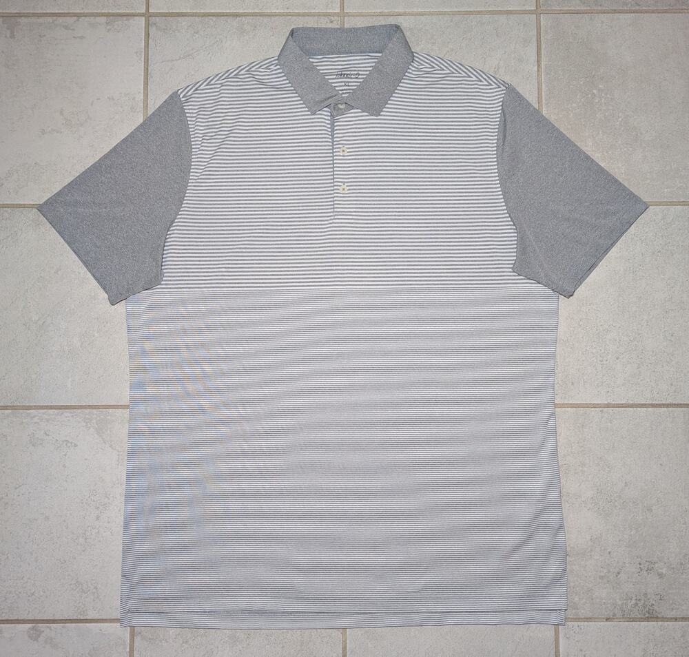Johnnie-O Men's XL Golf Polo Shirt Gray Striped Performance Stretch